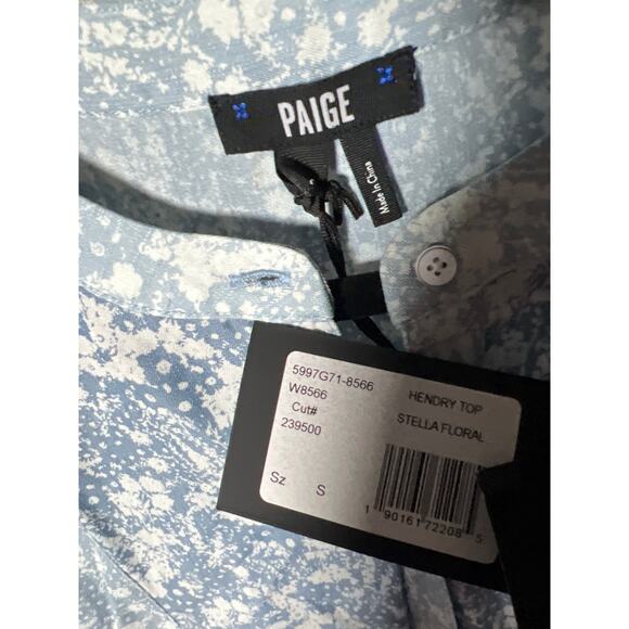 PAIGE Blue Floral Long Sleeve Blouse NWT Size S - Picture 4 of 6